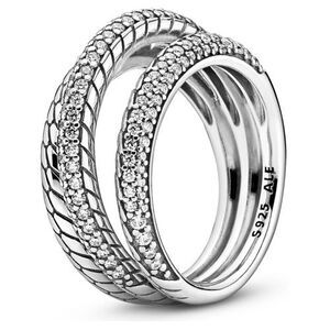 PANDORA Triple Band Pave Snake Chain Pattern Ring